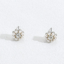 Earring necklace set with flower inlaid pearl zircon necklace earrings
