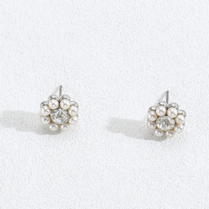 Earring necklace set with flower inlaid pearl zircon necklace earrings