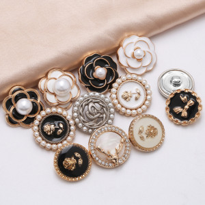 20mm snap button metal rhinestone Golden Silver Flower Pearl Snowflake love
