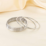 set (7pcs) stainless steel 304 round 3mm bangle with seamless interface integrated molding bracelet