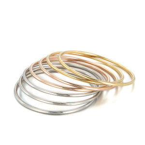 set (7pcs) stainless steel 304 round 3mm bangle with seamless interface integrated molding bracelet