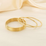 set (7pcs) stainless steel 304 round 3mm bangle with seamless interface integrated molding bracelet
