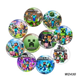 20MM 10pcs/lot Cartoon Games glass snap button charms