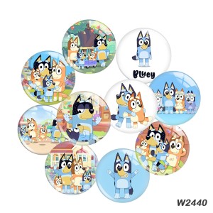 20MM 10pcs/lot Cartoon glass snap button charms blue dog