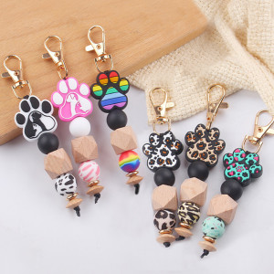 New Creative DIY Cartoon Dog Claw Pendant Handmade Silicone Bead Bag Pendant Keychain