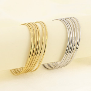 18K gold-plated circular stainless steel bracelet from Europe and America Set/7pc