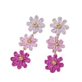 Hot selling accessories Lafite grass flower earrings, light luxury handmade woven earrings for women