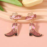 New Western Cowboy Drip Oil Diamond Alloy Boots Earrings Earrings and Accessories
