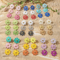 Hot selling accessories Lafite grass flower earrings, light luxury handmade woven earrings for women