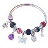 Famati's Hand Evil Eye Bracelet Women's Rose Shell Crystal Beaded Bracelet fit 12mm 20mm snap button