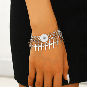 Metal minimalist personalized hollow geometric open tassel bracelet fit 20MM  Snaps button jewelry wholesale