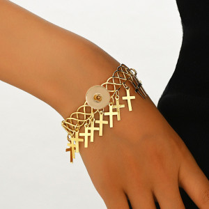Metal minimalist personalized hollow geometric open tassel bracelet fit 20MM  Snaps button jewelry wholesale