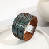 New Multi Step Gradient Bracelet Leather Rope Mixed Color Women's PU Leather Bracelet Magnetic Buckle Bracelet