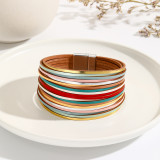 New Multi Step Gradient Bracelet Leather Rope Mixed Color Women's PU Leather Bracelet Magnetic Buckle Bracelet