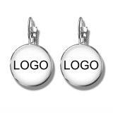 Custom  20MM glass printing pictures Stainless steel ear hook 1pair