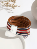 New Multi Step Gradient Bracelet Leather Rope Mixed Color Women's PU Leather Bracelet Magnetic Buckle Bracelet