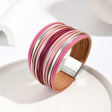 New Multi Step Gradient Bracelet Leather Rope Mixed Color Women's PU Leather Bracelet Magnetic Buckle Bracelet