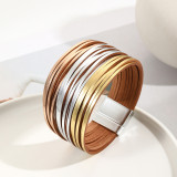 New Multi Step Gradient Bracelet Leather Rope Mixed Color Women's PU Leather Bracelet Magnetic Buckle Bracelet