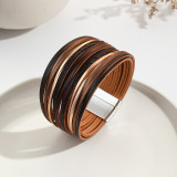 New Multi Step Gradient Bracelet Leather Rope Mixed Color Women's PU Leather Bracelet Magnetic Buckle Bracelet
