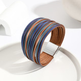 New Multi Step Gradient Bracelet Leather Rope Mixed Color Women's PU Leather Bracelet Magnetic Buckle Bracelet