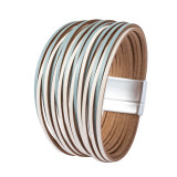 New Multi Step Gradient Bracelet Leather Rope Mixed Color Women's PU Leather Bracelet Magnetic Buckle Bracelet