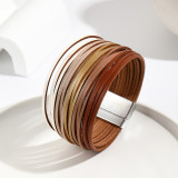 New Multi Step Gradient Bracelet Leather Rope Mixed Color Women's PU Leather Bracelet Magnetic Buckle Bracelet