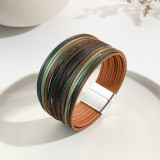 New Multi Step Gradient Bracelet Leather Rope Mixed Color Women's PU Leather Bracelet Magnetic Buckle Bracelet