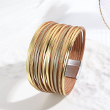 New Multi Step Gradient Bracelet Leather Rope Mixed Color Women's PU Leather Bracelet Magnetic Buckle Bracelet