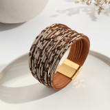 New Multi Step Gradient Bracelet Leather Rope Mixed Color Women's PU Leather Bracelet Magnetic Buckle Bracelet