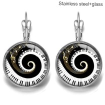 Custom  20MM glass printing pictures Stainless steel ear hook 1pair