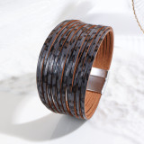 New Multi Step Gradient Bracelet Leather Rope Mixed Color Women's PU Leather Bracelet Magnetic Buckle Bracelet