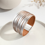 New Multi Step Gradient Bracelet Leather Rope Mixed Color Women's PU Leather Bracelet Magnetic Buckle Bracelet
