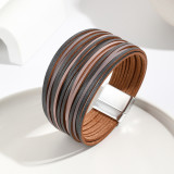New Multi Step Gradient Bracelet Leather Rope Mixed Color Women's PU Leather Bracelet Magnetic Buckle Bracelet