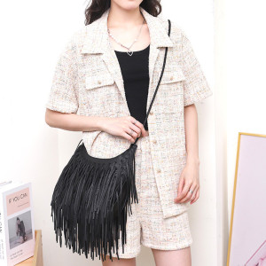 Tassel bag, women's soft leather handmade shoulder crossbody bag, factory direct sales