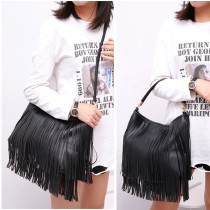 Soft leather double-sided tassel bag, handbag, shoulder cross, large bag, trendy woman
