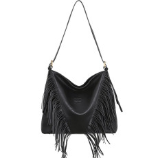 European and American large capacity rivet shoulder crossbody bag tassel bag large soft leather women's bag