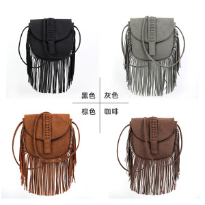 Bosimia woven semi-circular soft leather tassel bag, single shoulder crossbody bag for women