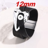 Love 12MM Snaps button PU Leather Alloy Bracelet  Magnet Buckle Women's Bracelet