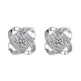 Imitation moissanite earrings with female heart S925 pure silver needle zircon earrings and earrings