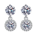 Imitation moissanite earrings with female heart S925 pure silver needle zircon earrings and earrings
