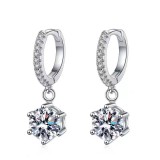 Imitation moissanite earrings with female heart S925 pure silver needle zircon earrings and earrings
