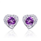 Imitation moissanite earrings with female heart S925 pure silver needle zircon earrings and earrings