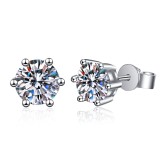Imitation moissanite earrings with female heart S925 pure silver needle zircon earrings and earrings