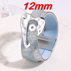 Love 12MM Snaps button PU Leather Alloy Bracelet  Magnet Buckle Women's Bracelet