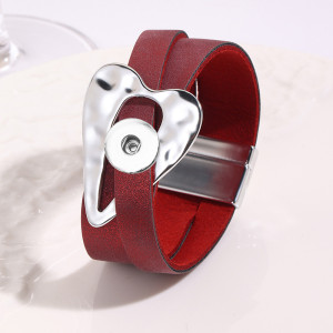 Love PU Leather Alloy Bracelet  Magnet Buckle Women's Bracelet  20MM Snaps button jewelry