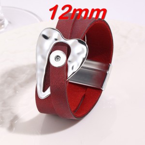 Love 12MM Snaps button PU Leather Alloy Bracelet  Magnet Buckle Women's Bracelet