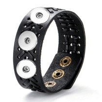20MM Snaps button jewelry  3 buttons PU leather bracelet