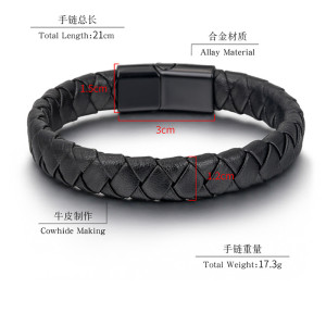 Vintage woven bracelet, European and American men's magnetic buckle bracelet wholesale