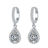 Imitation moissanite earrings with female heart S925 pure silver needle zircon earrings and earrings