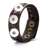 20MM Snaps button jewelry  3 buttons PU leather bracelet